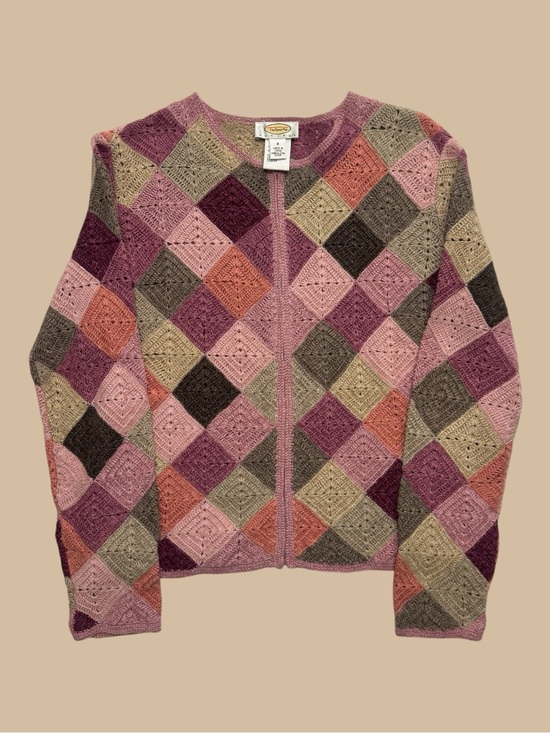 Vintage Sweaters - Vintage 2000’s Triangle Zip Up Cardigan